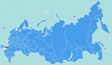 Site of the city of Makeyevka on a map of Russia